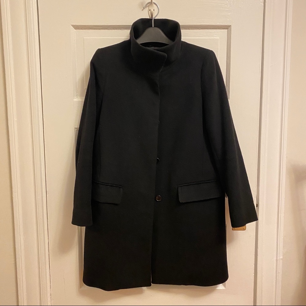 Uniqlo black cashmere & wool stand collar coat